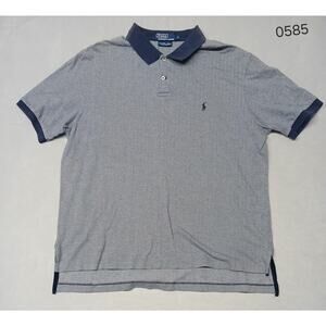 Polo Ralph Lauren (Large) Blue Pima Cotton Dress Casual Golf Button Collar Shirt